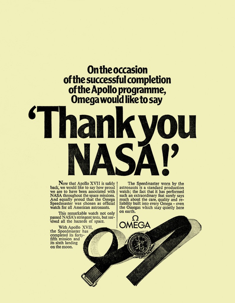 Omega Speedmaster after moon landing advertising